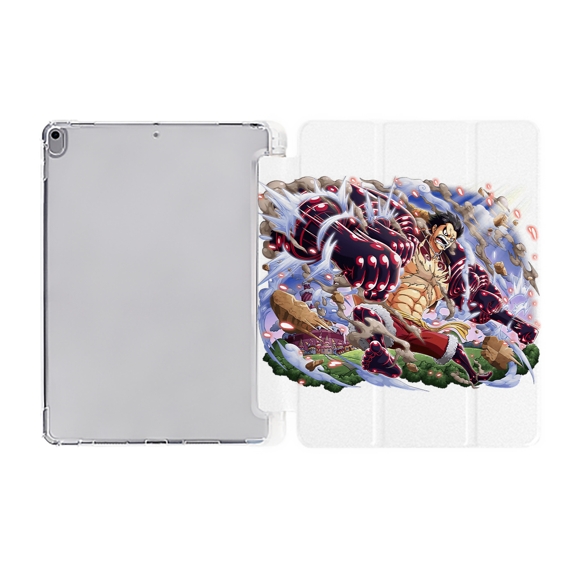 （画像用） ワンピース モンキー・D・ルフィ ONE PIECE Monkey D. Luffy IPad ケース ペン収納付き 三つ折りスタンド PUレザー×シリコン 対応機種9.5/10.5/10.9インチ